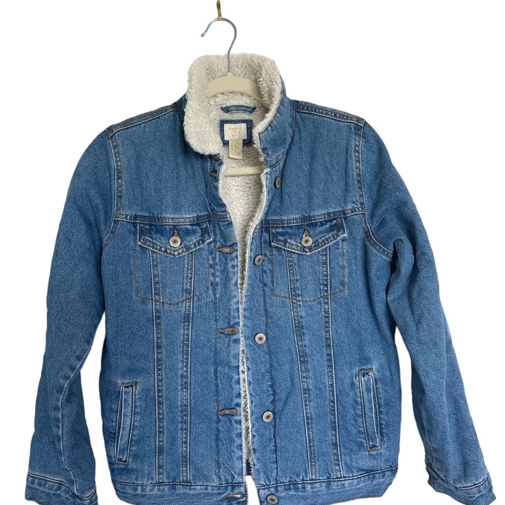 Forever 21 Long Sleeve Denim Faux Fur Girls Sz 14/16